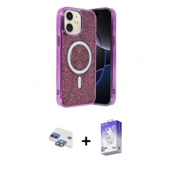 MARSİLYAN™- iPhone 11 Kılıf Eksen Çizgi - Siyah Bilvis 5in1 3D Magic Cam Ekran Koruyucu + Pers Alüminyum Kamera Lens - GI