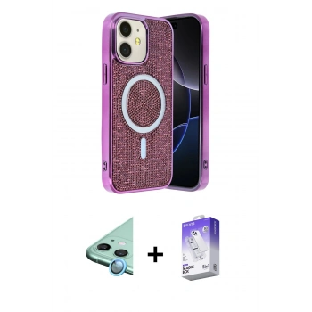 MARSİLYAN™- iPhone 11 Kılıf Eksen Çizgi - Siyah Bilvis 5in1 3D Magic Cam Ekran Koruyucu + Raze Metal Kamera Lens - MI