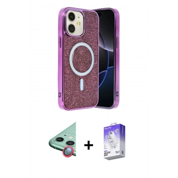 MARSİLYAN™- iPhone 11 Kılıf Eksen Çizgi - Siyah Bilvis 5in1 3D Magic Cam Ekran Koruyucu + Raze Metal Kamera Lens - KI