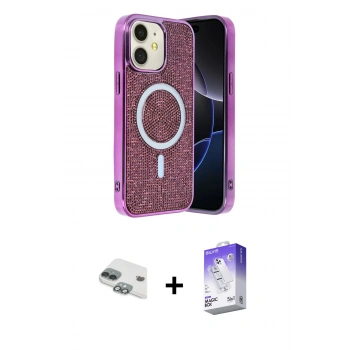 MARSİLYAN™- iPhone 11 Kılıf Eksen Çizgi - Siyah Bilvis 5in1 3D Magic Cam Ekran Koruyucu + Pers Alüminyum Kamera Lens - YL