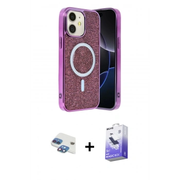 MARSİLYAN™- iPhone 11 Kılıf Eksen Çizgi - Siyah Bilvis 5in1 5D Magic Hayalet Cam Ekran Koruyucu + Pers Alüminyum Kamera Lens - GI