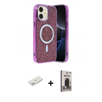 MARSİLYAN™- iPhone 11 Kılıf Eksen Çizgi - Siyah Bilvis Hayalet Cam Ekran Koruyucu + Renkli Kamera Lens Koruma Cam - TU