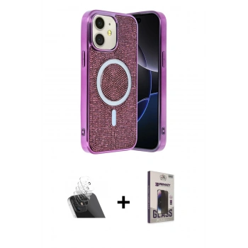 MARSİLYAN™- iPhone 11 Kılıf Eksen Çizgi - Siyah Bilvis Hayalet Cam Ekran Koruyucu + Kamera Lens Koruma Cam - SF
