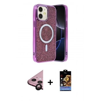 MARSİLYAN™- iPhone 11 Kılıf Eksen Çizgi - Siyah Buffer Hayalet Cam Ekran Koruyucu + Raze Metal Kamera Lens - SH