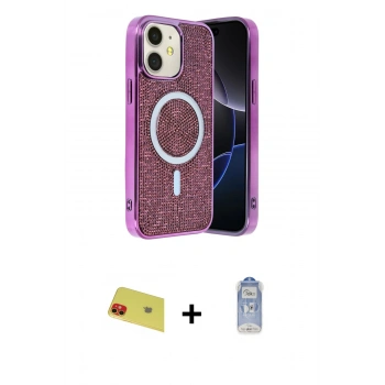 MARSİLYAN™- iPhone 11 Kılıf Eksen Çizgi - Siyah Joko Magic 5D Cam + Rainbow Kamera Lens Koruma Cam - KI