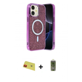 MARSİLYAN™- iPhone 11 Kılıf Eksen Çizgi - Siyah Joko Magic 5D Hayalet Cam + Rainbow Kamera Lens Koruma Cam - KI