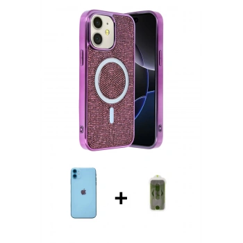 MARSİLYAN™- iPhone 11 Kılıf Eksen Çizgi - Siyah Joko Magic 5D Hayalet Cam + Neon Fosforlu Kamera Lens - MI