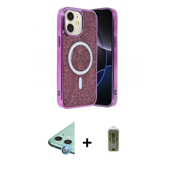 MARSİLYAN™- iPhone 11 Kılıf Eksen Çizgi - Siyah Joko Magic 5D Hayalet Cam + Raze Metal Kamera Lens - MI