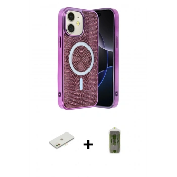 MARSİLYAN™- iPhone 11 Kılıf Eksen Çizgi - Siyah Joko Magic 5D Hayalet Cam + Renkli Kamera Lens Koruma Cam - TU