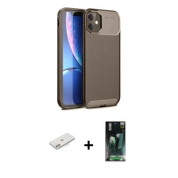 MARSİLYAN™- iPhone 11 Kılıf Eksen Form Prime - Şeffaf 360 Full Body Arka Koruyucu + Renkli Kamera Lens Koruma Cam - PE
