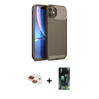 MARSİLYAN™- iPhone 11 Kılıf Eksen Form Prime - Şeffaf 360 Full Body Arka Koruyucu + Pers Alüminyum Kamera Lens - KI