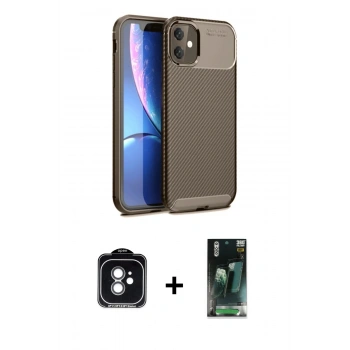 MARSİLYAN™- iPhone 11 Kılıf Eksen Form Prime - Şeffaf 360 Full Body Arka Koruyucu + PVD Metal Kamera Lens - YL