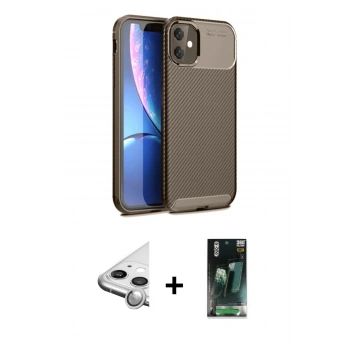 MARSİLYAN™- iPhone 11 Kılıf Eksen Form Prime - Şeffaf 360 Full Body Arka Koruyucu + Raze Metal Kamera Lens - GS
