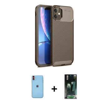 MARSİLYAN™- iPhone 11 Kılıf Eksen Form Prime - Şeffaf 360 Full Body Arka Koruyucu + Neon Fosforlu Kamera Lens - TU