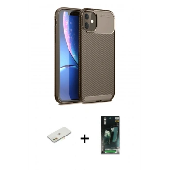 MARSİLYAN™- iPhone 11 Kılıf Eksen Form Prime - Şeffaf 360 Full Body Arka Koruyucu + Renkli Kamera Lens Koruma Cam - TU