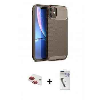 MARSİLYAN™- iPhone 11 Kılıf Eksen Form Prime - Şeffaf Uv Polymer Nano Ekran Koruyucu + Pers Alüminyum Kamera Lens - KI