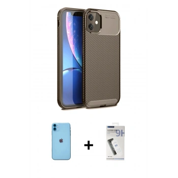 MARSİLYAN™- iPhone 11 Kılıf Eksen Form Prime - Şeffaf Uv Polymer Nano Ekran Koruyucu + Neon Fosforlu Kamera Lens - MI