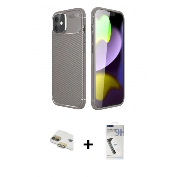 MARSİLYAN™- iPhone 11 Kılıf Eksen Form Prime - Şeffaf Uv Polymer Nano Ekran Koruyucu + Pers Alüminyum Kamera Lens - GD