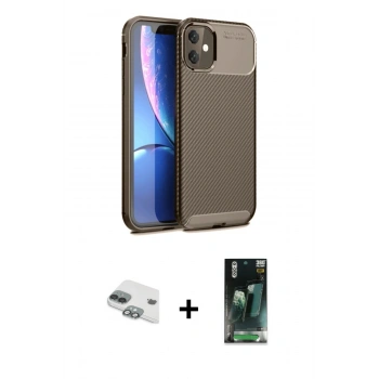 MARSİLYAN™- iPhone 11 Kılıf Eksen Form Prime - Siyah 360 Mat Full Body Arka Koruyucu + Pers Alüminyum Kamera Lens - YL