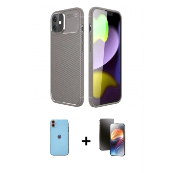 MARSİLYAN™- iPhone 11 Kılıf Eksen Form Prime - Siyah 3D Antistatik Mat Seramik Nano Ekran Koruyucu + Neon Fosforlu Kamera Lens - TU