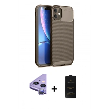 MARSİLYAN™- iPhone 11 Kılıf Eksen Form Prime - Siyah 6D Antistatik Mat Seramik Hayalet Nano Ekran Koruyucu + Raze Metal Kamera Lens - MR