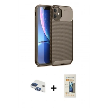 MARSİLYAN™- iPhone 11 Kılıf Eksen Form Prime - Siyah 6D Mat Seramik Hayalet Nano Ekran Koruyucu + Pers Alüminyum Kamera Lens - LT