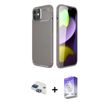 MARSİLYAN™- iPhone 11 Kılıf Eksen Form Prime - Siyah Bilvis 5in1 3D Magic Cam Ekran Koruyucu + Pers Alüminyum Kamera Lens - LT