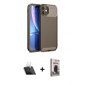 MARSİLYAN™- iPhone 11 Kılıf Eksen Form Prime - Siyah Bilvis Hayalet Cam Ekran Koruyucu + Kamera Lens Koruma Cam - SF