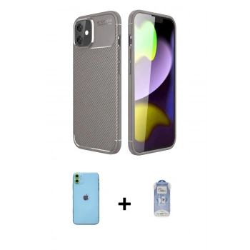 MARSİLYAN™- iPhone 11 Kılıf Eksen Form Prime - Siyah Joko Magic 5D Cam + Neon Fosforlu Kamera Lens - YL