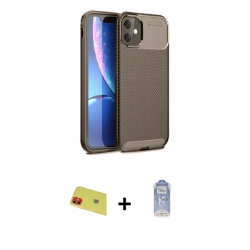 MARSİLYAN™- iPhone 11 Kılıf Eksen Form Prime - Siyah Joko Magic 5D Cam + Rainbow Kamera Lens Koruma Cam - KI