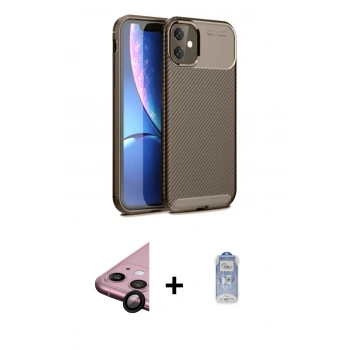 MARSİLYAN™- iPhone 11 Kılıf Eksen Form Prime - Siyah Joko Magic 5D Cam + Raze Metal Kamera Lens - SH