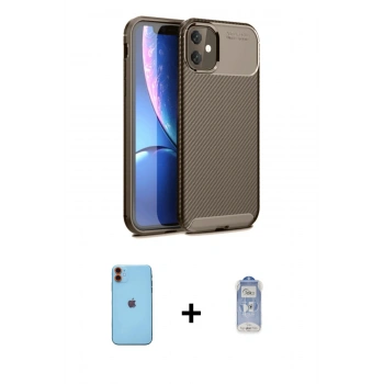 MARSİLYAN™- iPhone 11 Kılıf Eksen Form Prime - Siyah Joko Magic 5D Cam + Neon Fosforlu Kamera Lens - TU