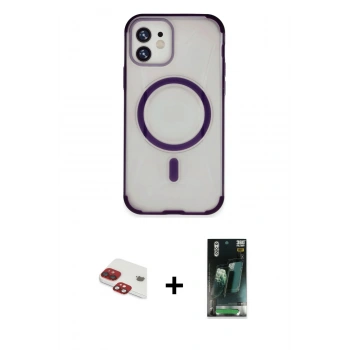 MARSİLYAN™- iPhone 11 Kılıf Eksen Klasik Koleksiyonu - Şeffaf 360 Full Body Arka Koruyucu + Pers Alüminyum Kamera Lens - KI