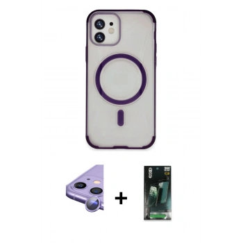 MARSİLYAN™- iPhone 11 Kılıf Eksen Klasik Koleksiyonu - Şeffaf 360 Full Body Arka Koruyucu + Raze Metal Kamera Lens - MR