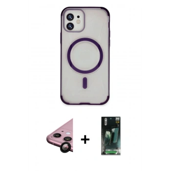 MARSİLYAN™- iPhone 11 Kılıf Eksen Klasik Koleksiyonu - Şeffaf 360 Full Body Arka Koruyucu + Raze Metal Kamera Lens - SH