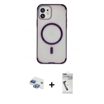 MARSİLYAN™- iPhone 11 Kılıf Eksen Klasik Koleksiyonu - Şeffaf Uv Polymer Nano Ekran Koruyucu + Pers Alüminyum Kamera Lens - GI