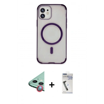 MARSİLYAN™- iPhone 11 Kılıf Eksen Klasik Koleksiyonu - Şeffaf Uv Polymer Nano Ekran Koruyucu + Raze Metal Kamera Lens - KI