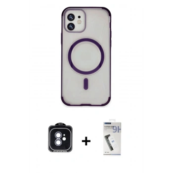 MARSİLYAN™- iPhone 11 Kılıf Eksen Klasik Koleksiyonu - Şeffaf Uv Polymer Nano Ekran Koruyucu + PVD Metal Kamera Lens - MI