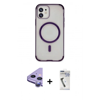 MARSİLYAN™- iPhone 11 Kılıf Eksen Klasik Koleksiyonu - Şeffaf Uv Polymer Nano Ekran Koruyucu + Raze Metal Kamera Lens - MR