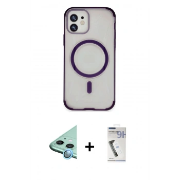 MARSİLYAN™- iPhone 11 Kılıf Eksen Klasik Koleksiyonu - Şeffaf Uv Polymer Nano Ekran Koruyucu + Raze Metal Kamera Lens - MI