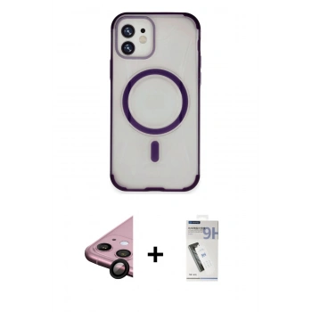 MARSİLYAN™- iPhone 11 Kılıf Eksen Klasik Koleksiyonu - Şeffaf Uv Polymer Nano Ekran Koruyucu + Raze Metal Kamera Lens - SH
