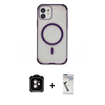 MARSİLYAN™- iPhone 11 Kılıf Eksen Klasik Koleksiyonu - Şeffaf Uv Polymer Nano Ekran Koruyucu + PVD Metal Kamera Lens - TU