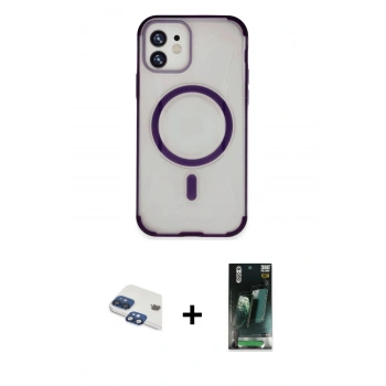 MARSİLYAN™- iPhone 11 Kılıf Eksen Klasik Koleksiyonu - Siyah 360 Mat Full Body Arka Koruyucu + Pers Alüminyum Kamera Lens - LT