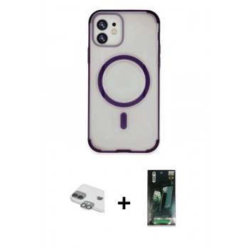 MARSİLYAN™- iPhone 11 Kılıf Eksen Klasik Koleksiyonu - Siyah 360 Mat Full Body Arka Koruyucu + Pers Alüminyum Kamera Lens - YL