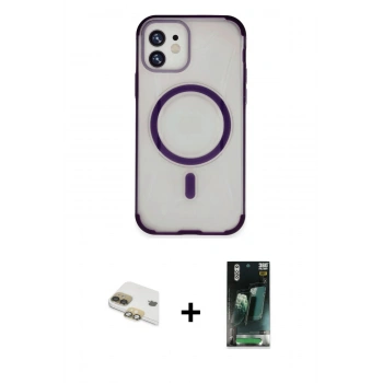 MARSİLYAN™- iPhone 11 Kılıf Eksen Klasik Koleksiyonu - Siyah 360 Mat Full Body Arka Koruyucu + Pers Alüminyum Kamera Lens - GD