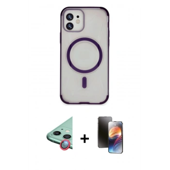 MARSİLYAN™- iPhone 11 Kılıf Eksen Klasik Koleksiyonu - Siyah 3D Antistatik Mat Seramik Nano Ekran Koruyucu + Raze Metal Kamera Lens - KI