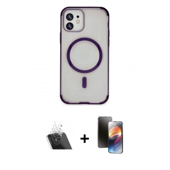 MARSİLYAN™- iPhone 11 Kılıf Eksen Klasik Koleksiyonu - Siyah 3D Antistatik Mat Seramik Nano Ekran Koruyucu + Kamera Lens Koruma Cam - SF