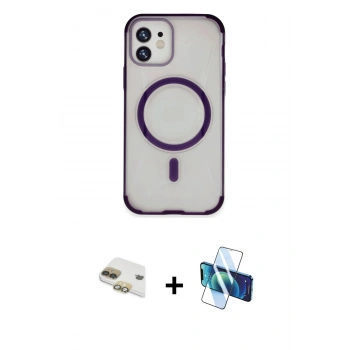 MARSİLYAN™- iPhone 11 Kılıf Eksen Klasik Koleksiyonu - Siyah 3D Antistatik Seramik Nano Ekran Koruyucu + Pers Alüminyum Kamera Lens - GD