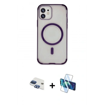 MARSİLYAN™- iPhone 11 Kılıf Eksen Klasik Koleksiyonu - Siyah 3D Antistatik Seramik Nano Ekran Koruyucu + Pers Alüminyum Kamera Lens - LT