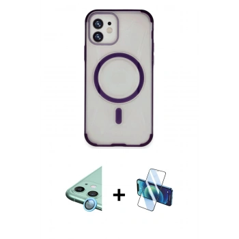 MARSİLYAN™- iPhone 11 Kılıf Eksen Klasik Koleksiyonu - Siyah 3D Antistatik Seramik Nano Ekran Koruyucu + Raze Metal Kamera Lens - MI